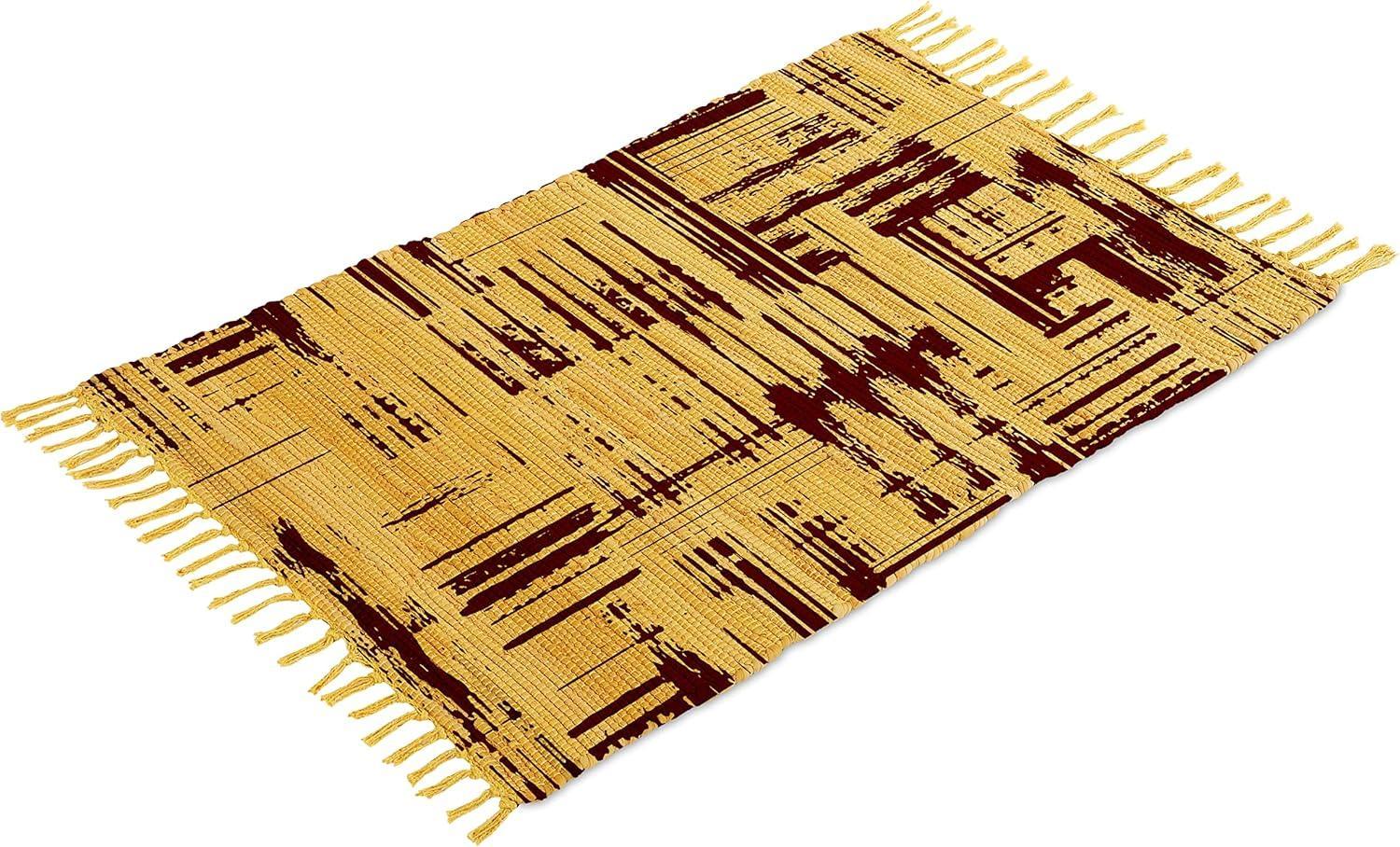 Handmade Cotton Rag Rug 24x36'' | 2x3' Multicolor Area Rugs- Hand Woven Washable & Reversible for Living Room Kitchen Entryway Throw Rug with Tassel (Denim) - Handmade Lifestyle Shop