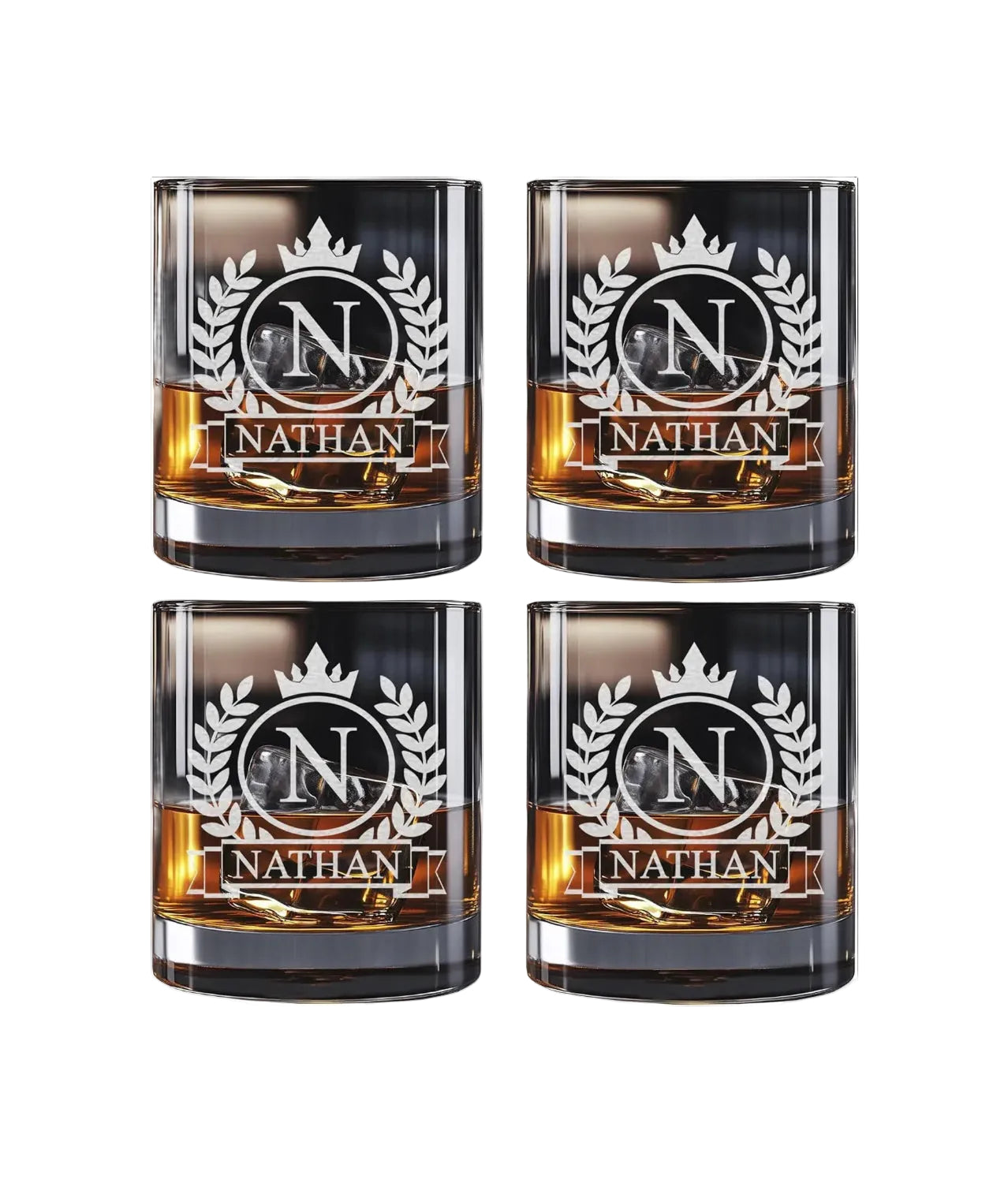 Personalized Whiskey Glass for Men, Custom Engraved Name & Initial Rocks Glasses, 11oz, Barware for Men, Father’s Day Gifts - Handmade Lifestyle Shop