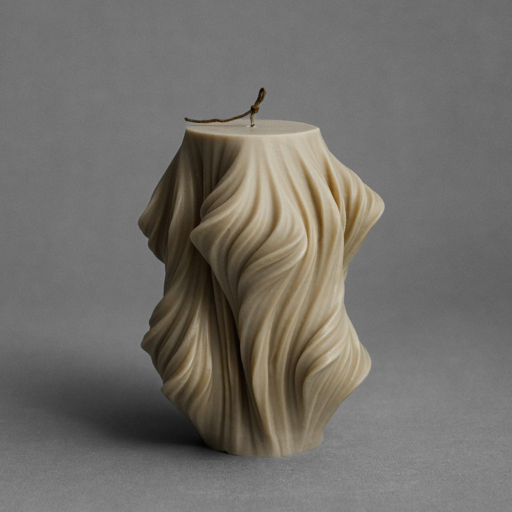 LAWA Cascading Wave Candle - Large Beautiful Handmade Pillar Scented Soy Wax Elegant Bubble Aesthetic Candle Housewarming Gift Home Room Shelf Decor Idea Olive Beige (Large) - Handmade Lifestyle Shop