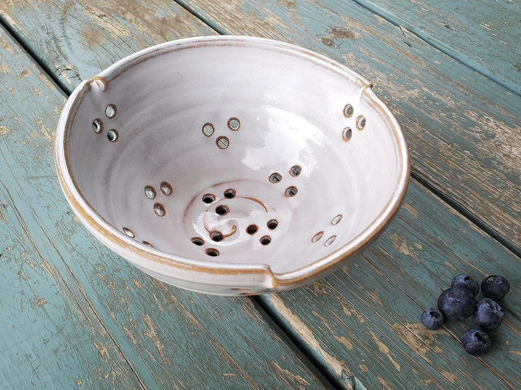 Hand Thrown Pottery Berry Bowl Colander in Shale Handmade in North Carolina - Handmade Lifestyle Shop