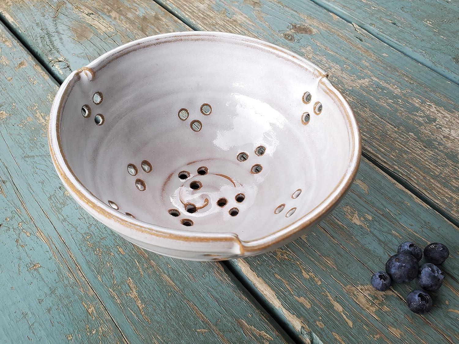 Hand Thrown Pottery Berry Bowl Colander in Shale Handmade in North Carolina - Handmade Lifestyle Shop
