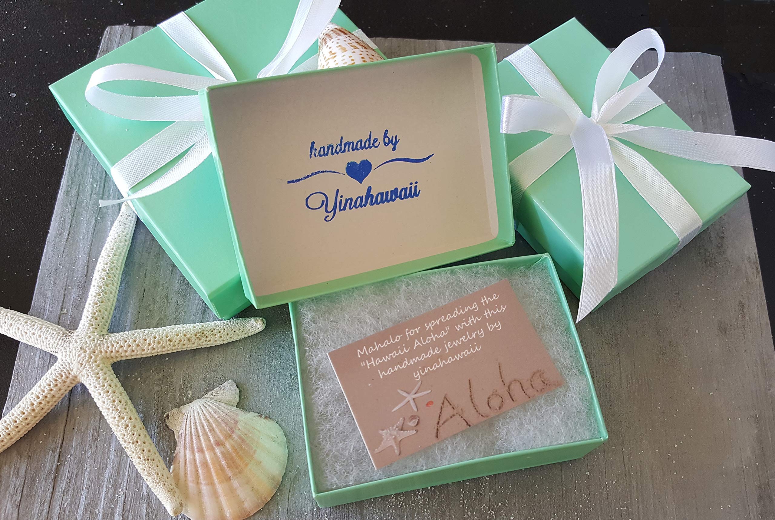 Yinahawaii Handmade Sea Glass Necklace, Hawaiian Jewelry For Women, Braided Teardrop Necklace, Unique Sea Glass Jewelry For Women Birthday Gift