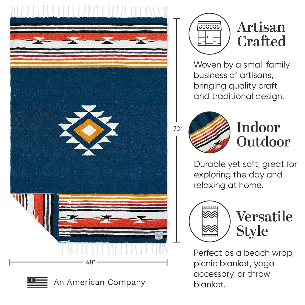 Tan Mexican Blanket by Laguna Beach Textile Co - Beach, Yoga, Camping, or Decorative Throw Blanket - Traditional Handmade Serape - Wheat Sol - Handmade Lifestyle Shop