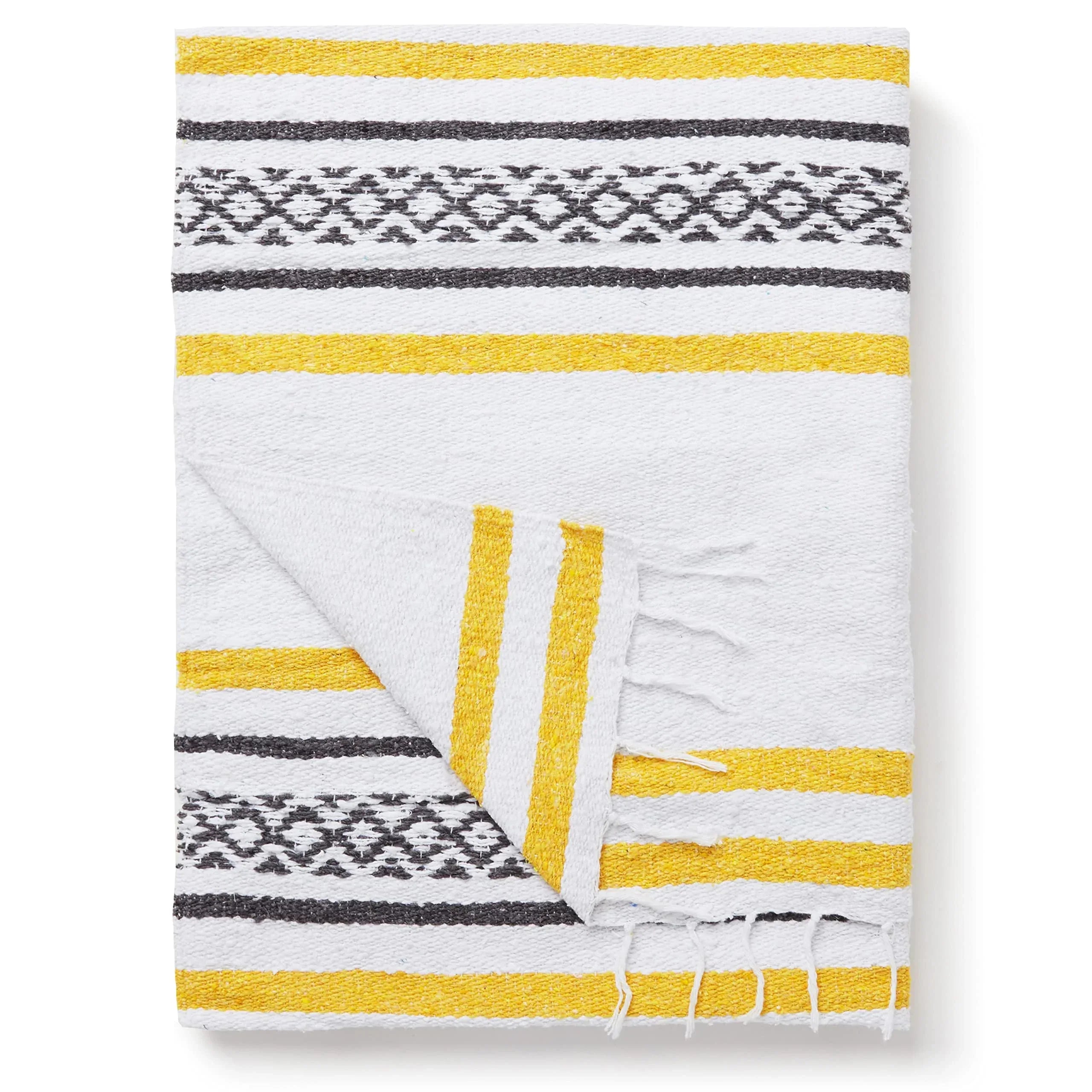 Tan Mexican Blanket by Laguna Beach Textile Co - Beach, Yoga, Camping, or Decorative Throw Blanket - Traditional Handmade Serape - Wheat Sol - Handmade Lifestyle Shop