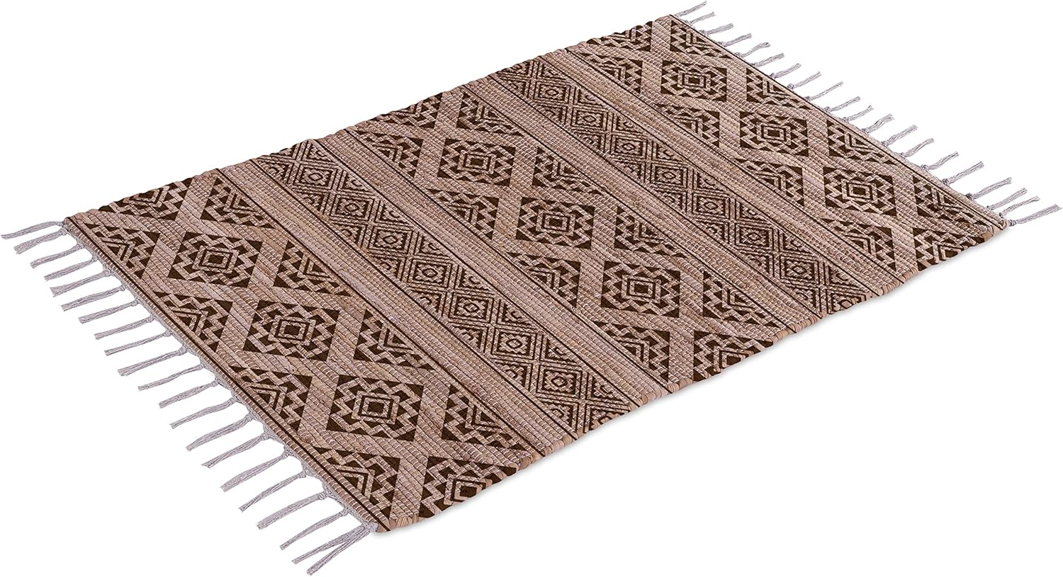 Handmade Cotton Rag Rug 24x36'' | 2x3' Multicolor Area Rugs- Hand Woven Washable & Reversible for Living Room Kitchen Entryway Throw Rug with Tassel (Denim)