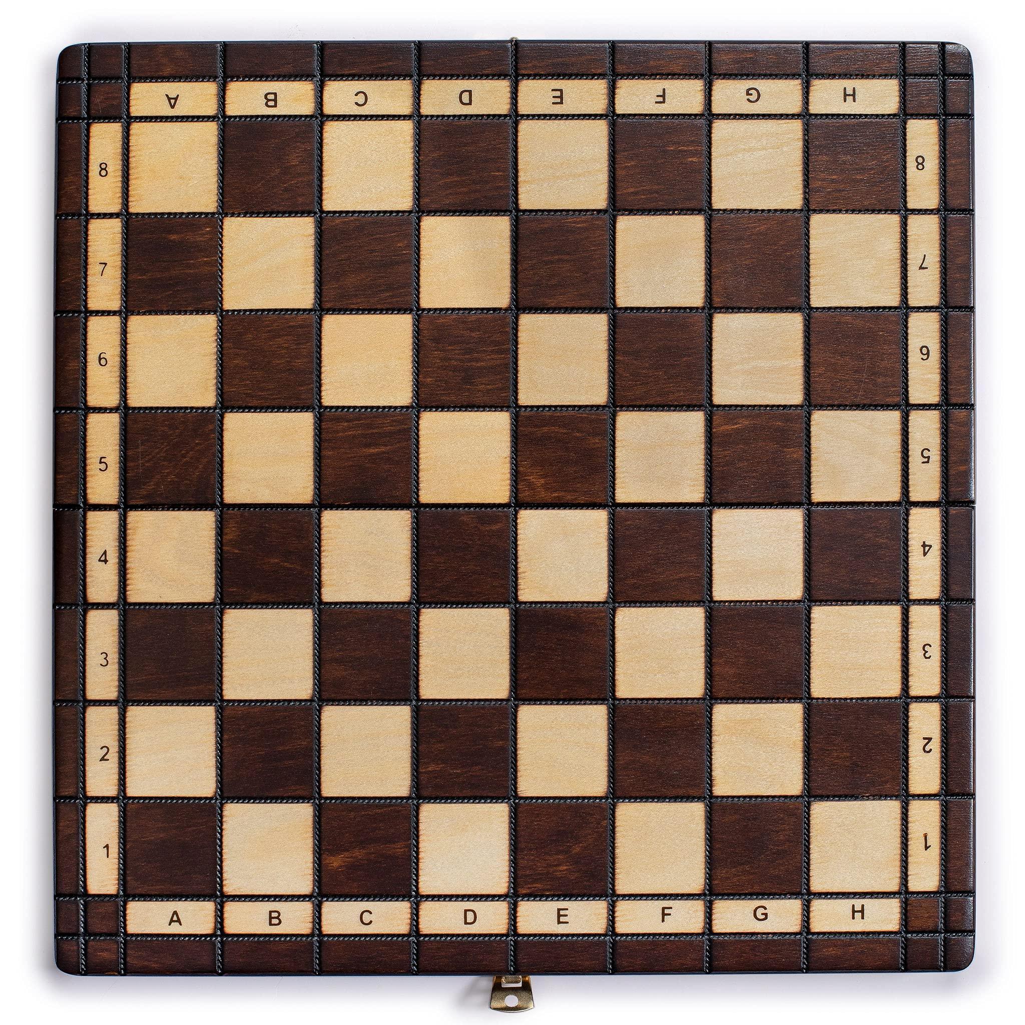 Husaria European International Chess Wooden Game Set, King's Classic - 13.8 Inches Medium Size Chess Set with Handcrafted Chessmen and Felted Folding Board - Handmade Lifestyle Shop