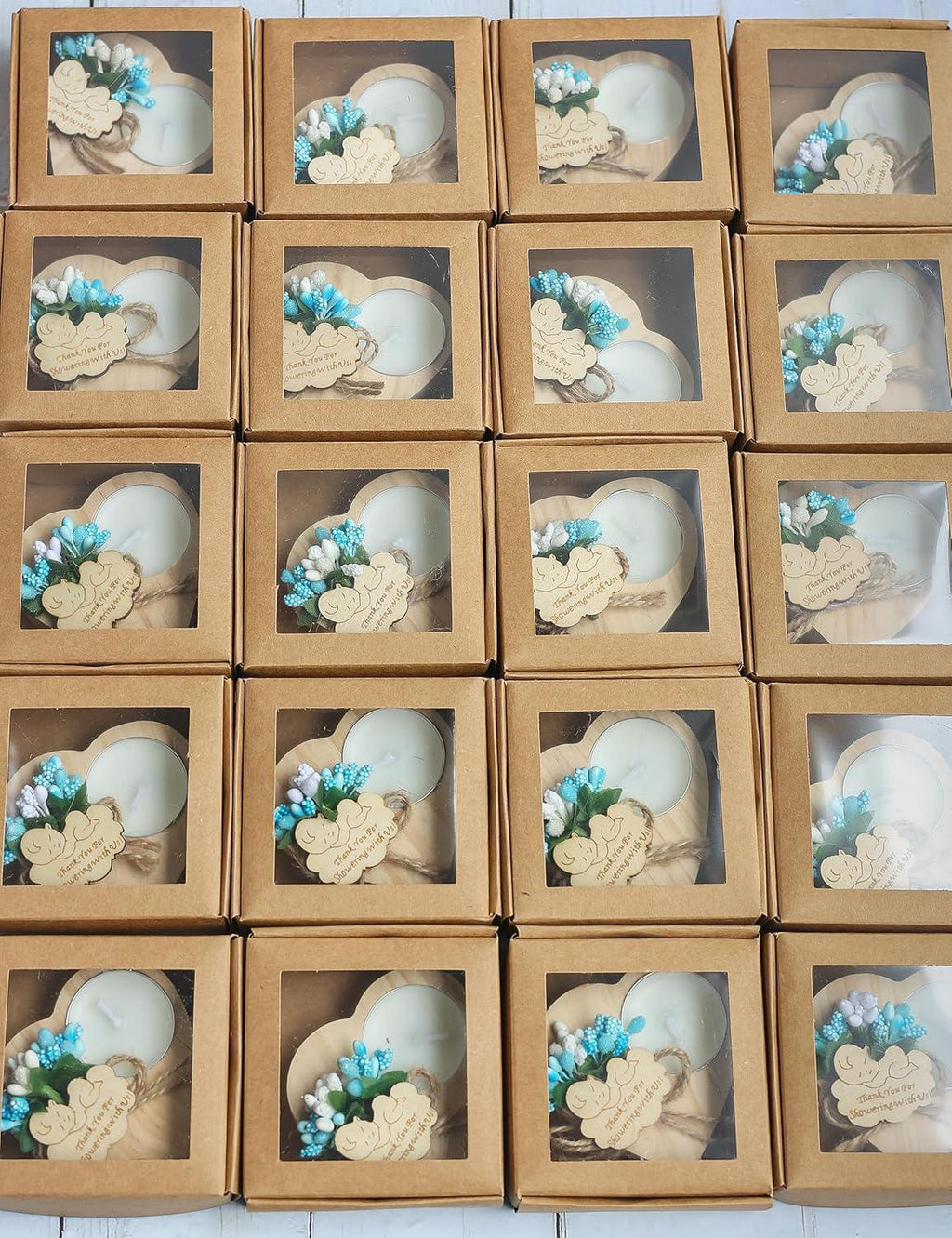 50 Piece Wooden Candle Holders, Baby Shower Party Favors for Boy,Baptism Candle Favors,Baby Christening Favors for Guests. (blue) - Handmade Lifestyle Shop