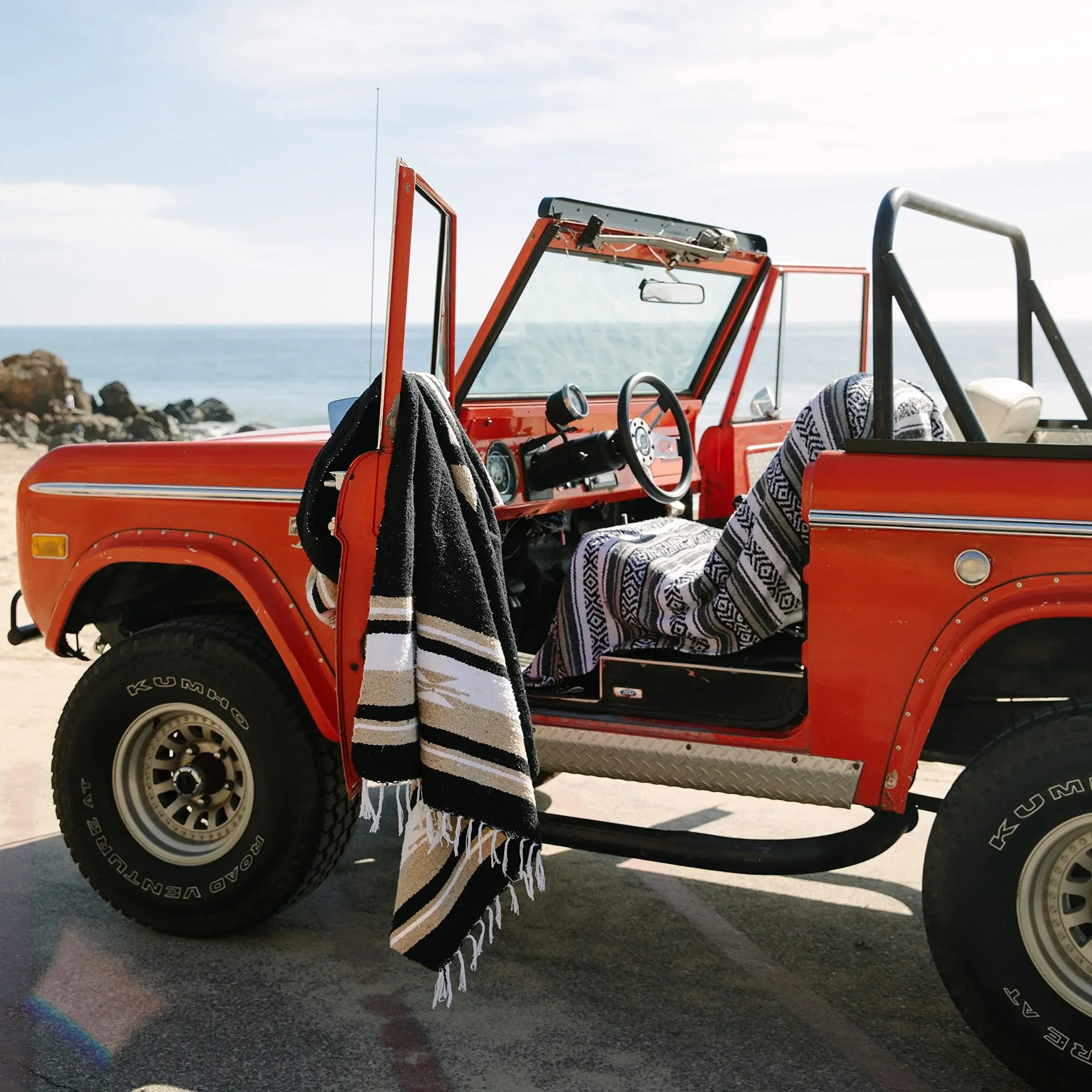 Tan Mexican Blanket by Laguna Beach Textile Co - Beach, Yoga, Camping, or Decorative Throw Blanket - Traditional Handmade Serape - Wheat Sol - Handmade Lifestyle Shop