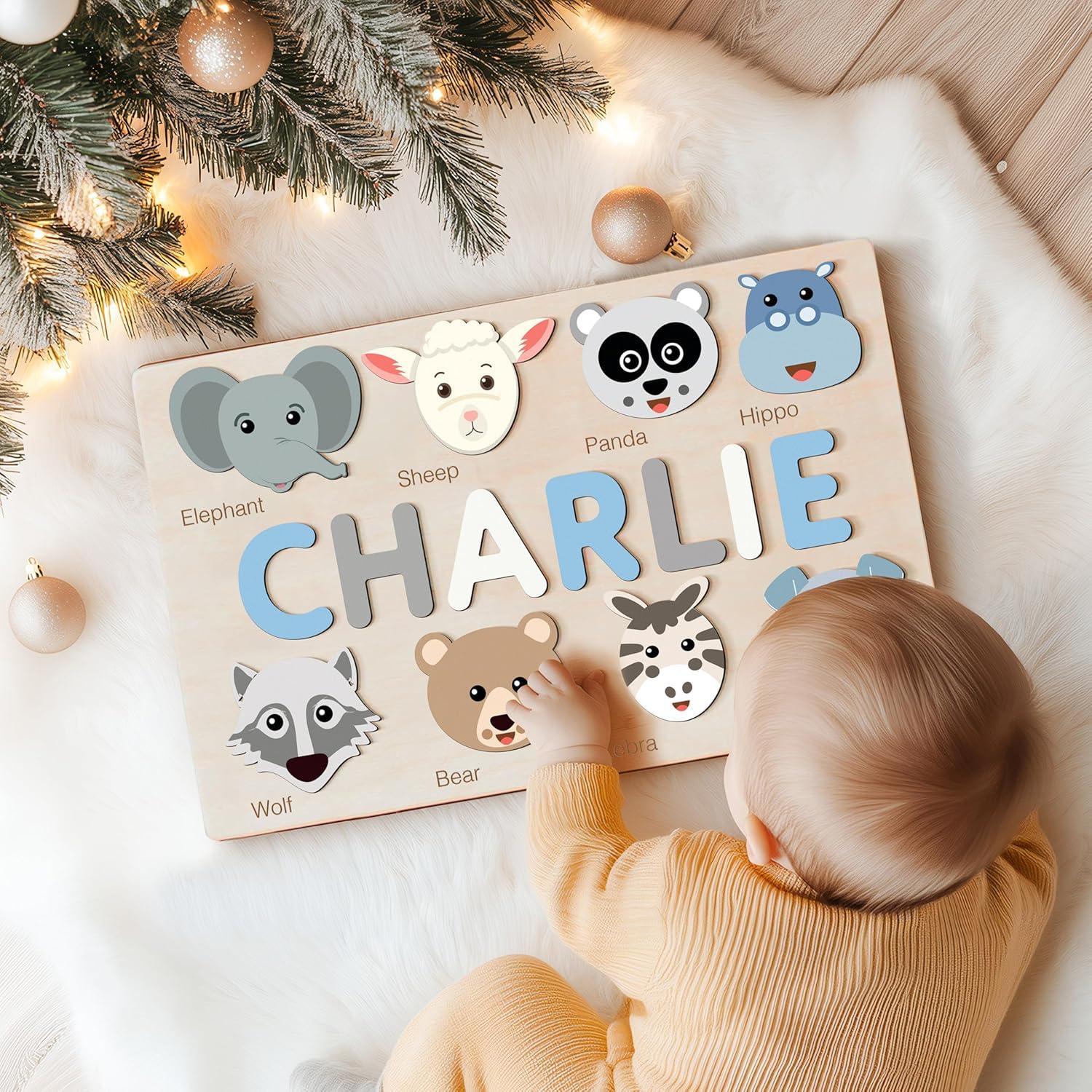 Puzzles for Toddlers Boy and Girl, Personalized Name Puzzle, Toy, Gifts for 0 1 2 3 Years Old, Babies Gifts, Baby Shower, Christmas, New Baby, 0 3 6 9 12 24 Months-TSCA,CPC Certified - Handmade Lifestyle Shop
