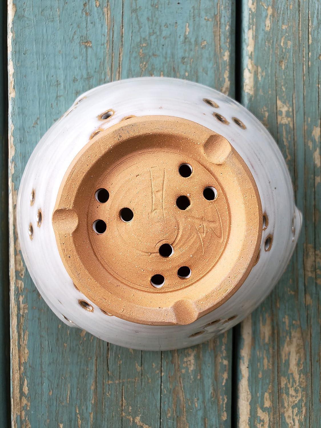 Hand Thrown Pottery Berry Bowl Colander in Shale Handmade in North Carolina - Handmade Lifestyle Shop