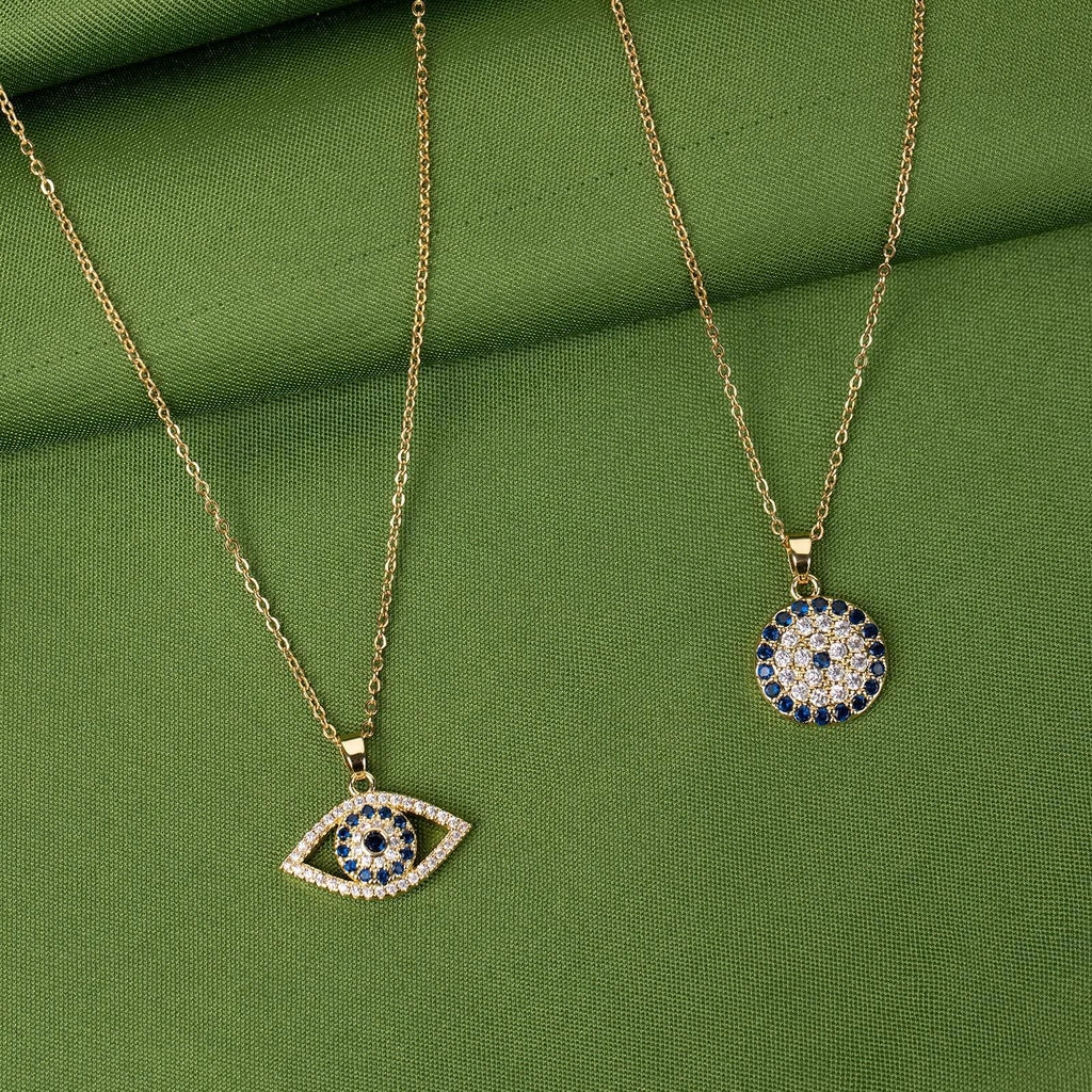 Evil Eye Necklace Layered Necklaces for Women, 2Pcs 18K Gold Plated Dainty Evil Eye Choker Pendant Necklace Handmade Evil Eye Jewelry Protection Gifts - Handmade Lifestyle Shop