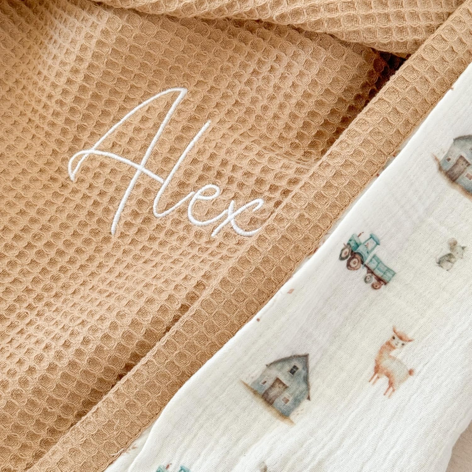 Mouliss Personalized Baby Blanket with Name – Handmade 100% Organic Cotton Newborn Gift | Custom Knit Blanket for Boys, Girls, Kids & Baby Showers