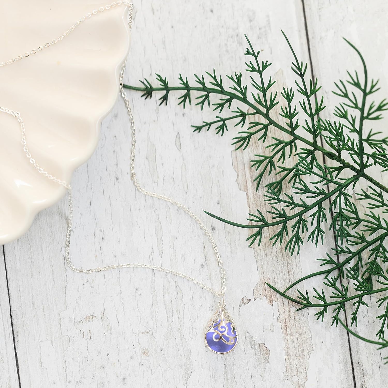 Bottled Up Designs Handmade Filigree Teardrop Necklace, Recycled Antique Glass, Sterling Silver, Eco Friendly, Made in USA, Birthday Gifts, Mothers Day, Women, Anniversary