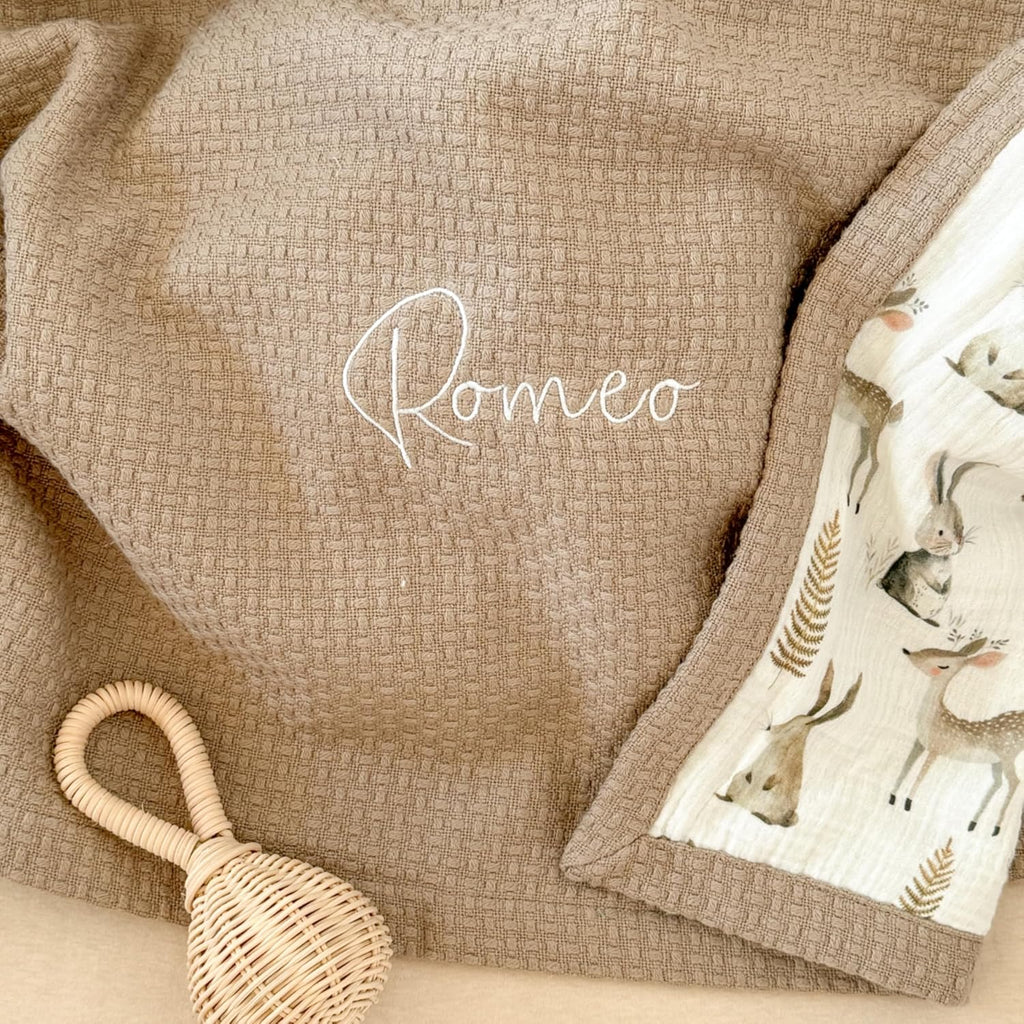 Mouliss Personalized Baby Blanket with Name – Handmade 100% Organic Cotton Newborn Gift | Custom Knit Blanket for Boys, Girls, Kids & Baby Showers