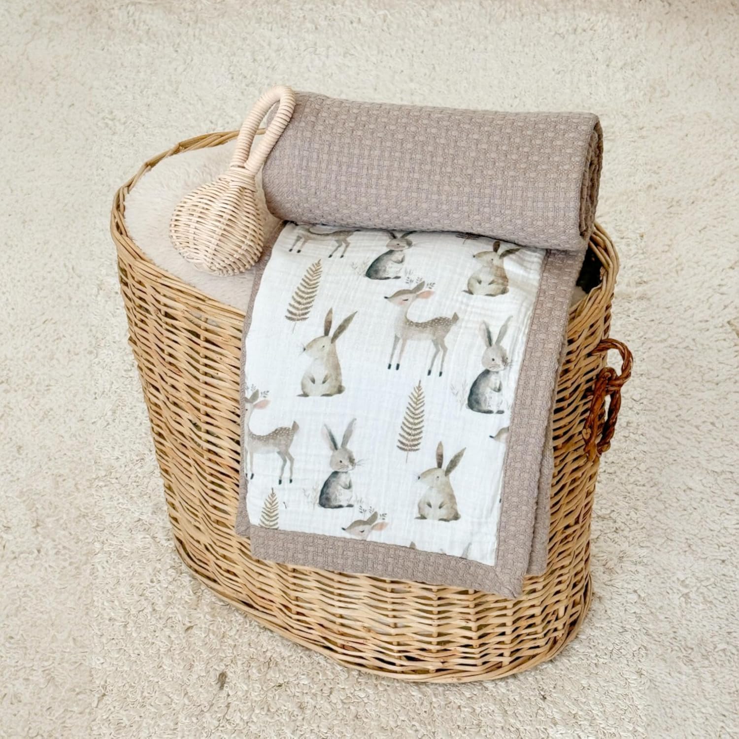 Mouliss Personalized Baby Blanket with Name – Handmade 100% Organic Cotton Newborn Gift | Custom Knit Blanket for Boys, Girls, Kids & Baby Showers