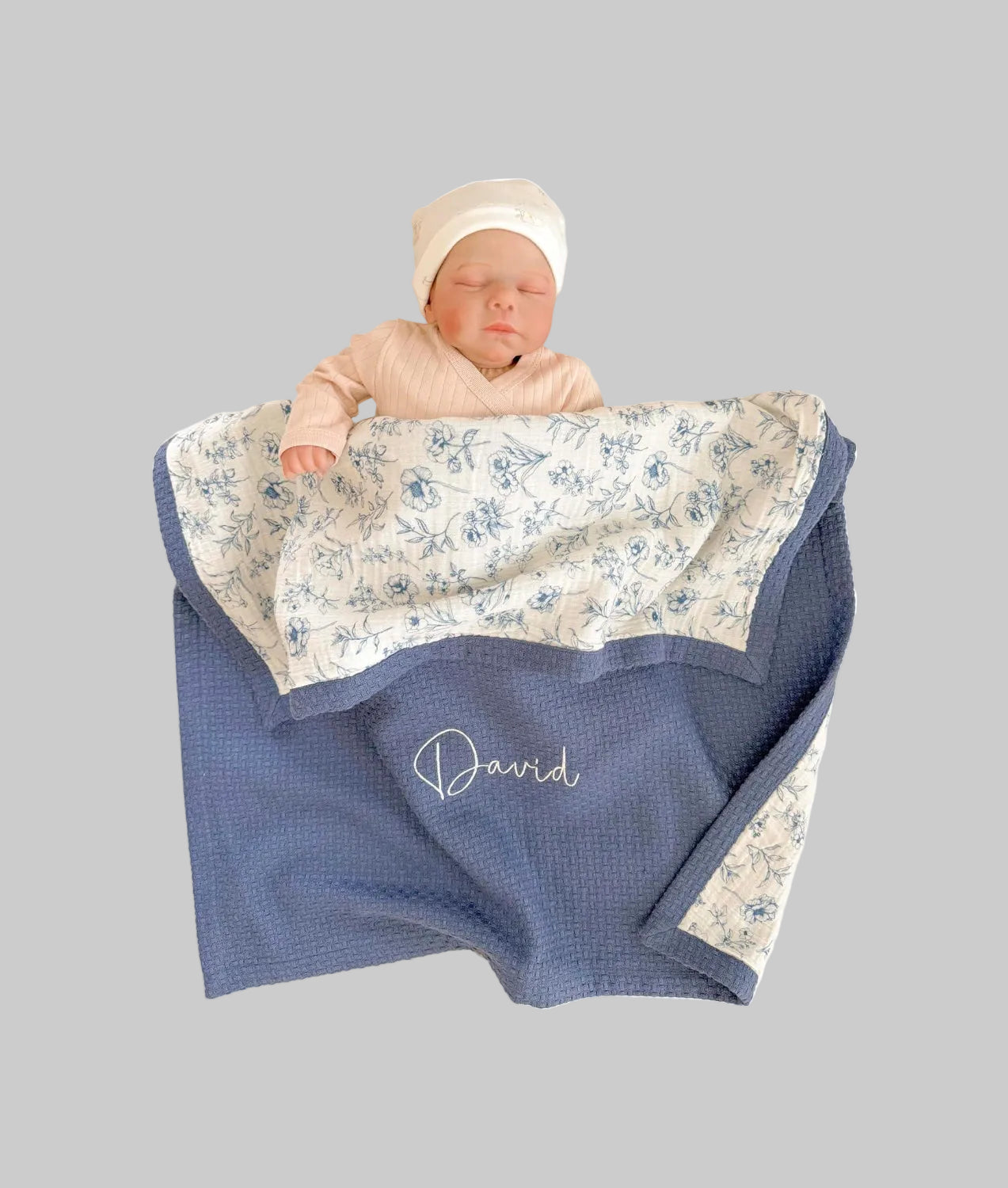 Mouliss Personalized Baby Blanket with Name – Handmade 100% Organic Cotton Newborn Gift | Custom Knit Blanket for Boys, Girls, Kids & Baby Showers - Handmade Lifestyle Shop