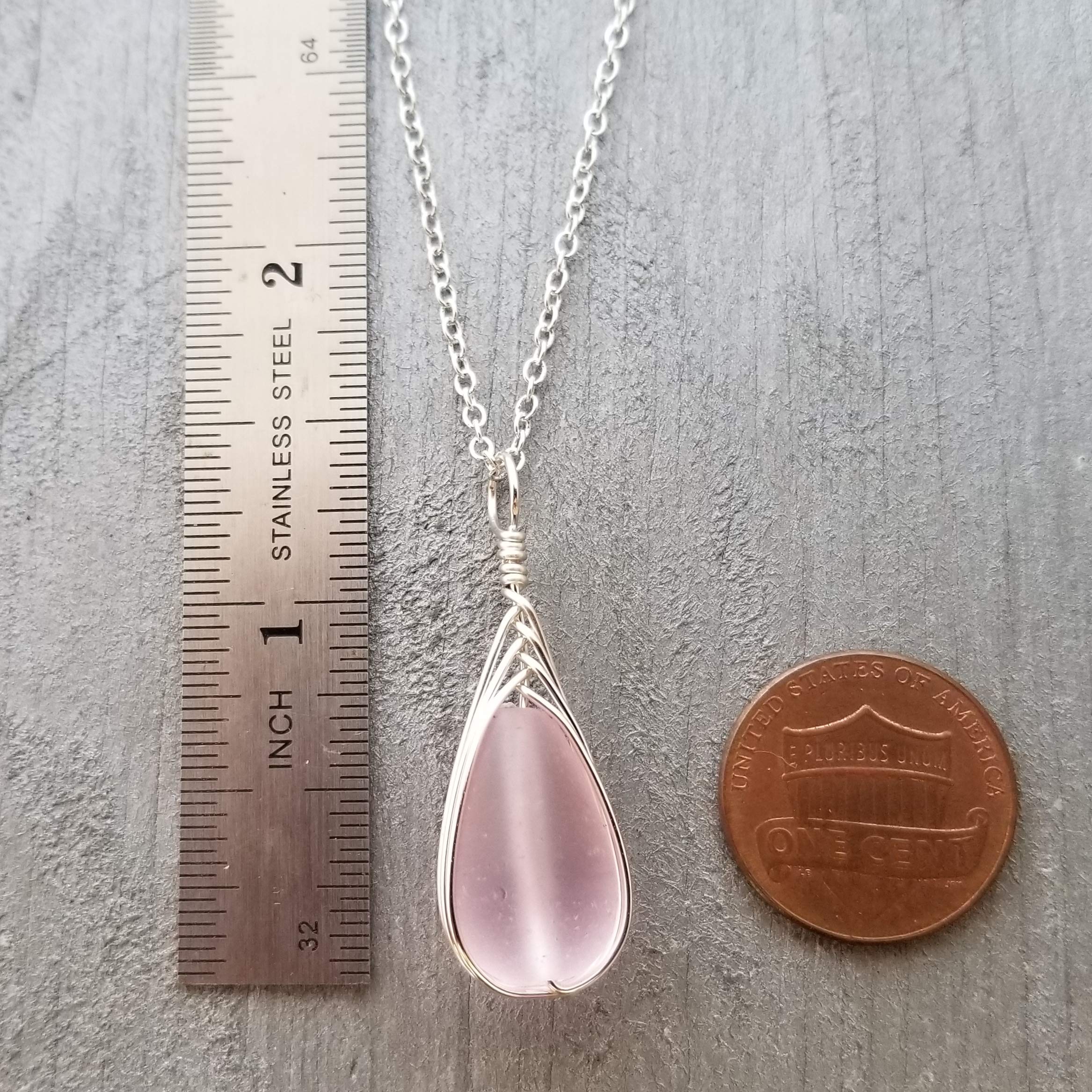 Yinahawaii Handmade Sea Glass Necklace, Hawaiian Jewelry For Women, Braided Teardrop Necklace, Unique Sea Glass Jewelry For Women Birthday Gift
