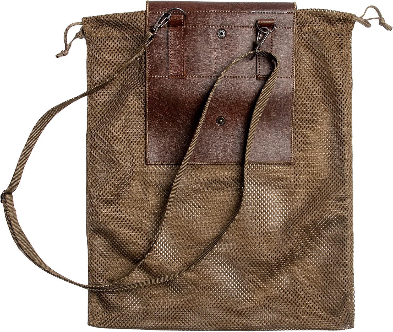 Mesh Bag On Belt Wearing Mushroom Hunting Bag, Fruit Picking Bag Vegetable Harvest Apples Berry Garden Bag Belt, Durable PU Leather Mesh Bag Waist Fixing Belt Loop - Handmade Lifestyle Shop