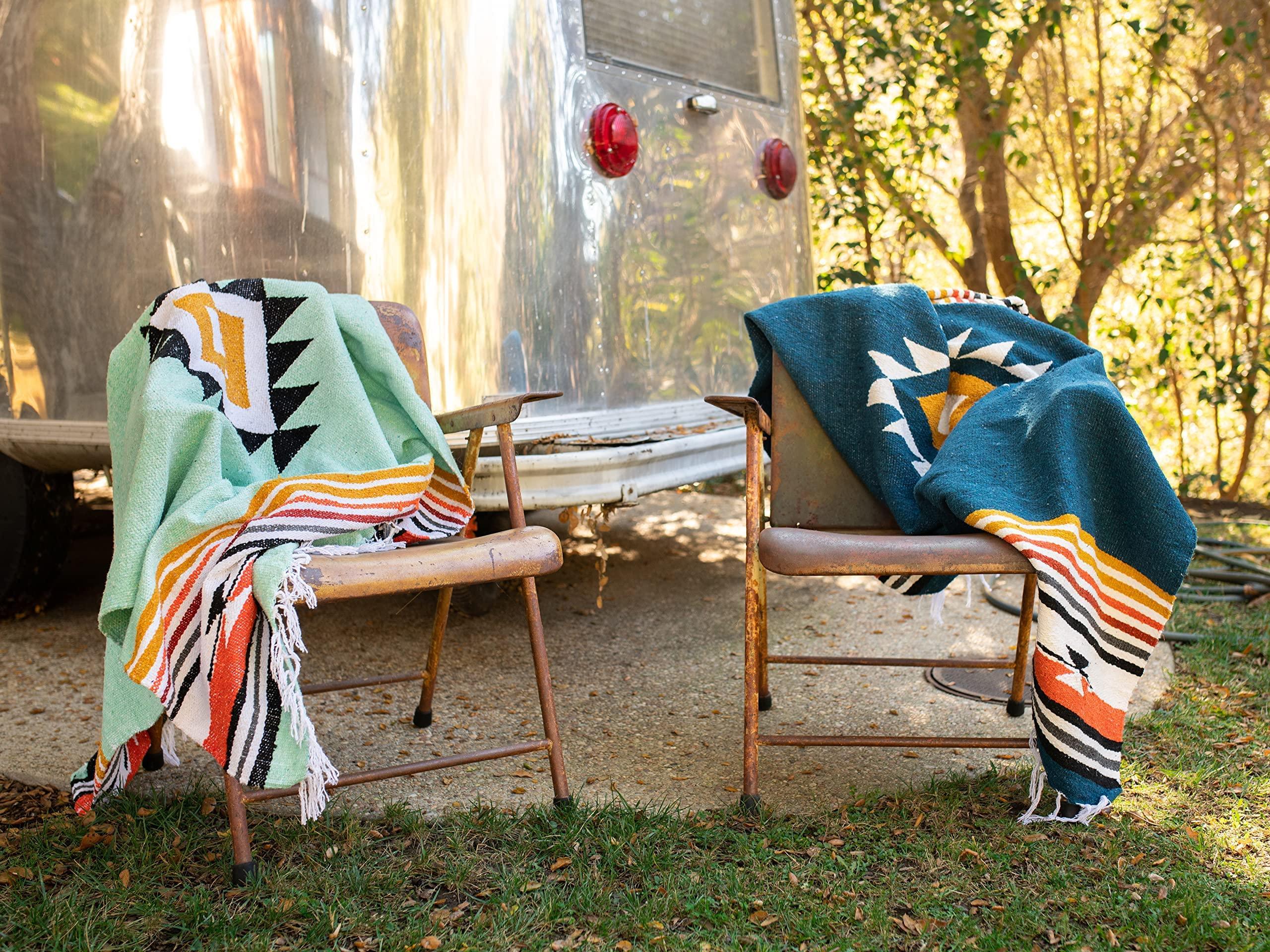 Tan Mexican Blanket by Laguna Beach Textile Co - Beach, Yoga, Camping, or Decorative Throw Blanket - Traditional Handmade Serape - Wheat Sol - Handmade Lifestyle Shop