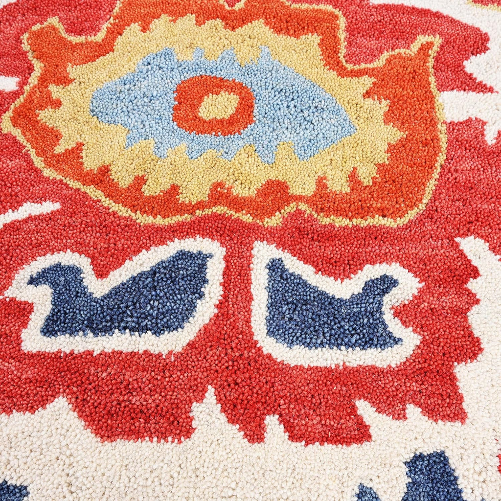 Handmade Oushak Wool Area Rug | Floral and Botanical Patterns in Soft Blue and Green | Luxurious Thick Pile for Living Room, Bedroom & Dining Room Decor (Ivory, 5' x 8')