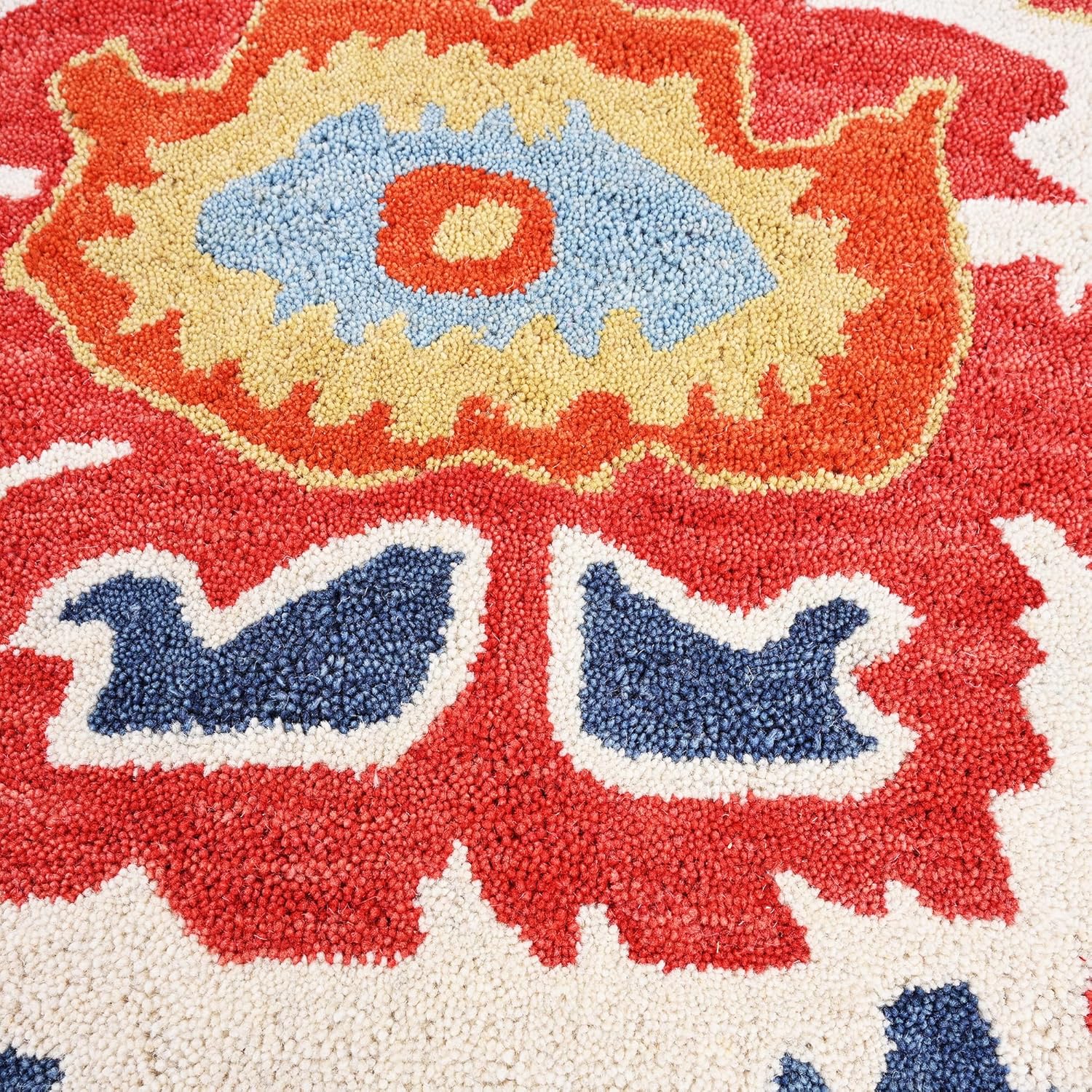 Handmade Oushak Wool Area Rug | Floral and Botanical Patterns in Soft Blue and Green | Luxurious Thick Pile for Living Room, Bedroom & Dining Room Decor (Ivory, 5' x 8')