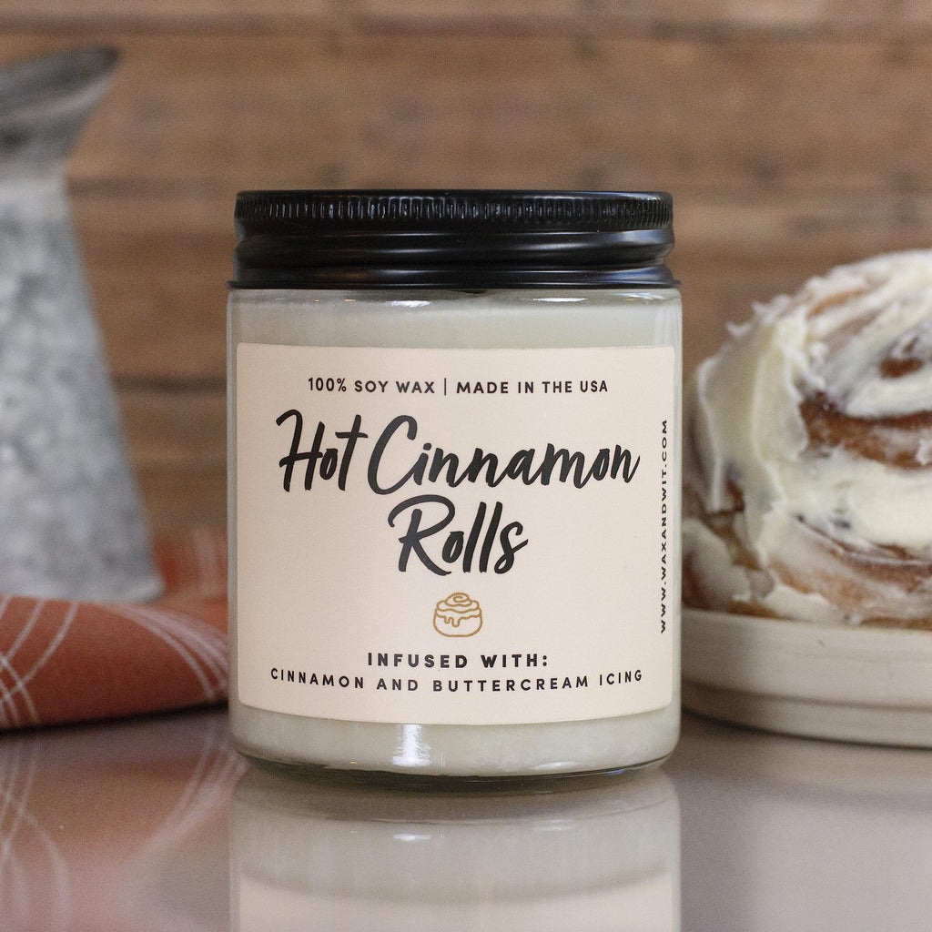 Wax & Wit Cinnamon Rolls Fall Candles for Home Scented – Cinnamon and Buttercream Frosting – Perfect Home Décor Gifts for Autumn, Holiday, Christmas, Winter - 9oz, Soy Wax, 50 Hour Burn