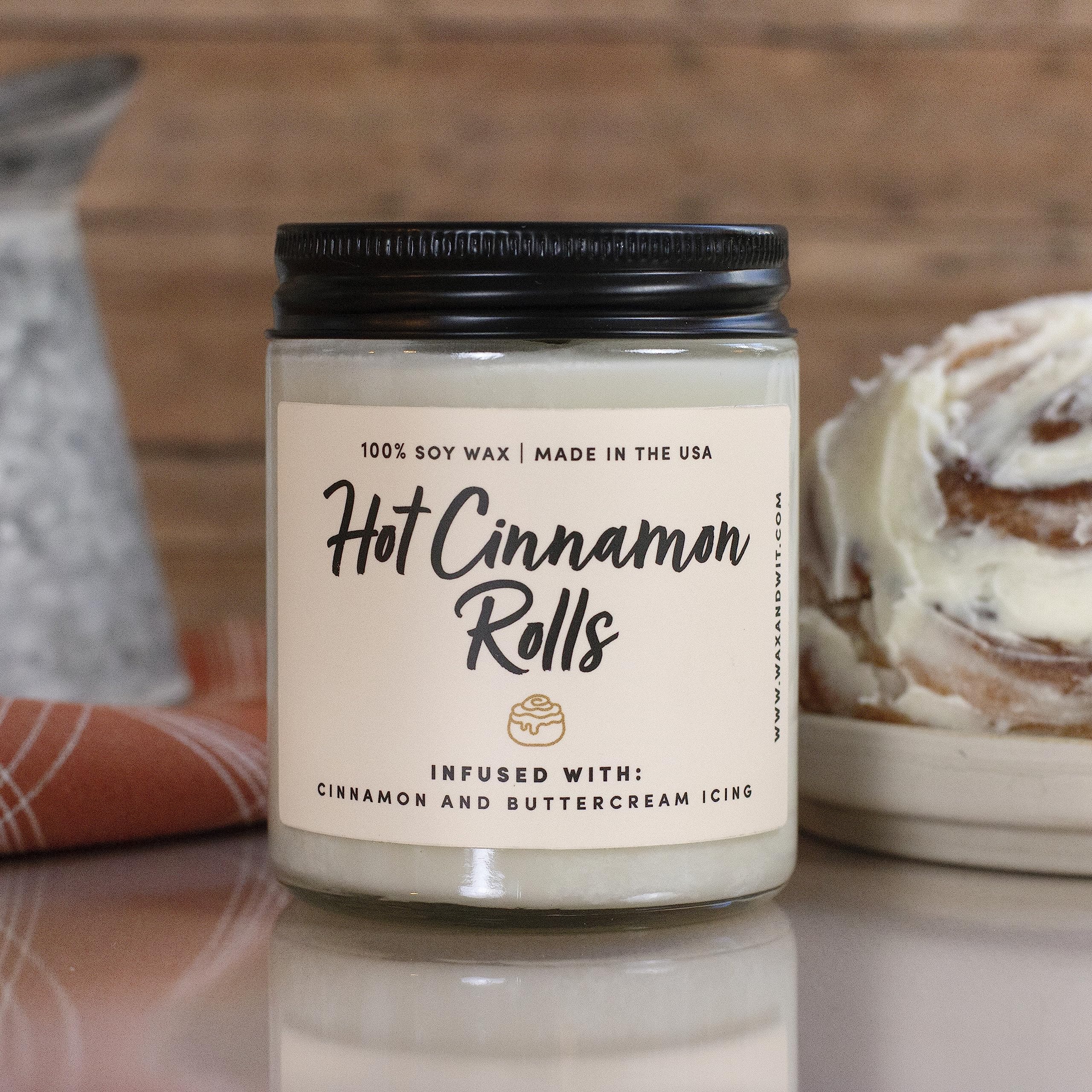 Wax & Wit Cinnamon Rolls Fall Candles for Home Scented – Cinnamon and Buttercream Frosting – Perfect Home Décor Gifts for Autumn, Holiday, Christmas, Winter - 9oz, Soy Wax, 50 Hour Burn