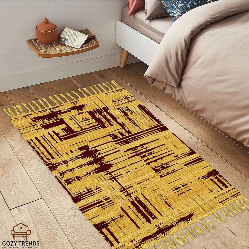 Handmade Cotton Rag Rug 24x36'' | 2x3' Multicolor Area Rugs- Hand Woven Washable & Reversible for Living Room Kitchen Entryway Throw Rug with Tassel (Denim)