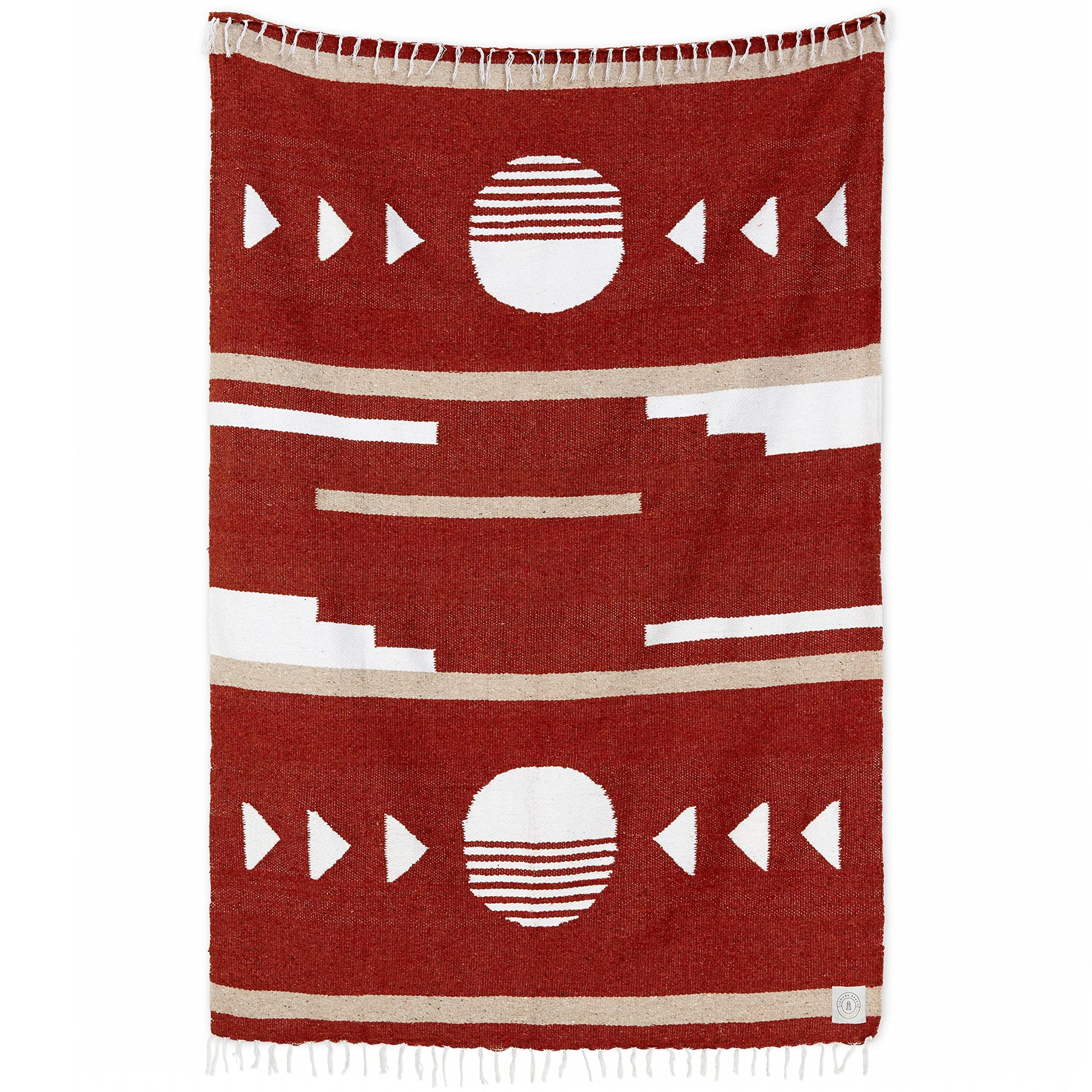 Tan Mexican Blanket by Laguna Beach Textile Co - Beach, Yoga, Camping, or Decorative Throw Blanket - Traditional Handmade Serape - Wheat Sol - Handmade Lifestyle Shop