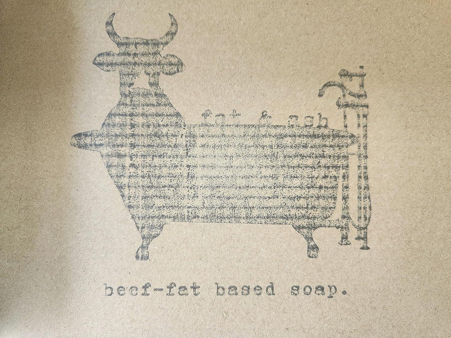 fat & ash Beef Tallow Soap Bar (4 Pack) - VERY SIMPLE INGREDIENTS - Organic and Moisturizing - Handmade in USA - Family Recipe - Long-Lasting, All-Natural, For Dry Skin - Handmade Lifestyle Shop