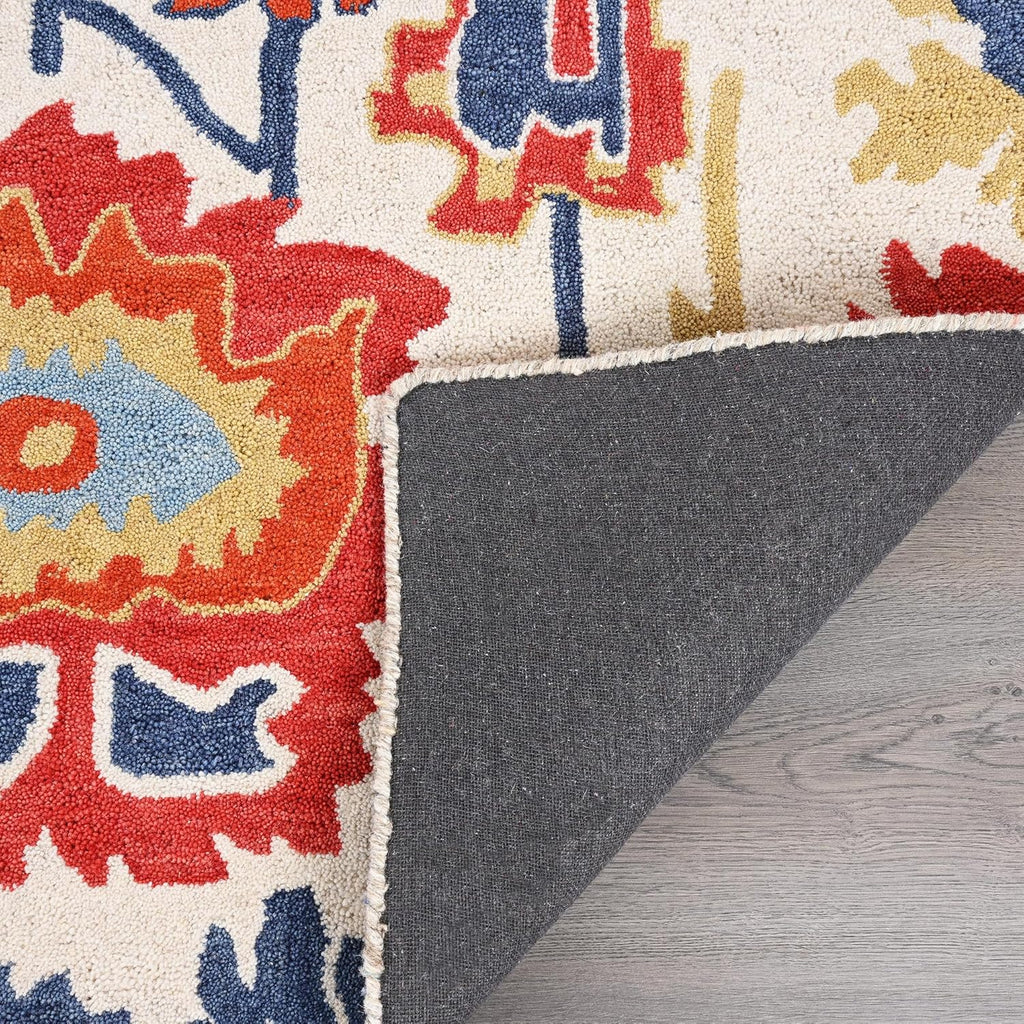 Handmade Oushak Wool Area Rug | Floral and Botanical Patterns in Soft Blue and Green | Luxurious Thick Pile for Living Room, Bedroom & Dining Room Decor (Ivory, 5' x 8')