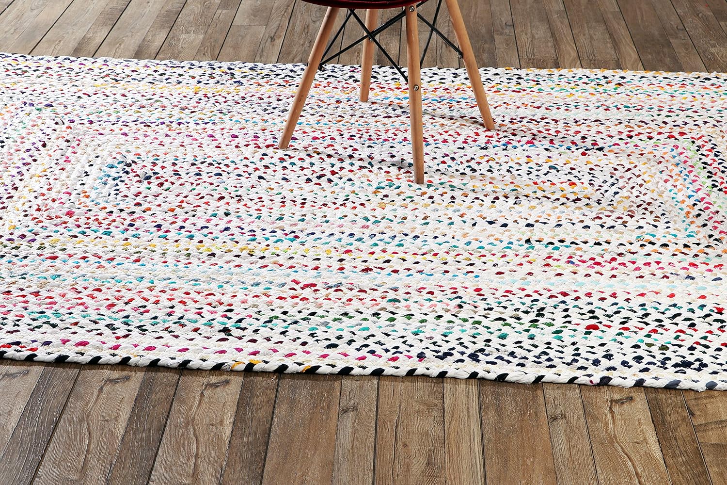 Handmade Cotton Rag Rug 24x36'' | 2x3' Multicolor Area Rugs- Hand Woven Washable & Reversible for Living Room Kitchen Entryway Throw Rug with Tassel (Denim)