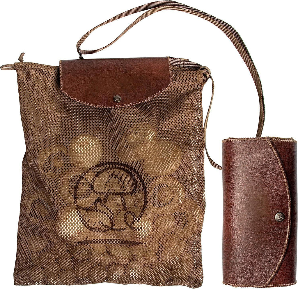 Mesh Bag On Belt Wearing Mushroom Hunting Bag, Fruit Picking Bag Vegetable Harvest Apples Berry Garden Bag Belt, Durable PU Leather Mesh Bag Waist Fixing Belt Loop - Handmade Lifestyle Shop